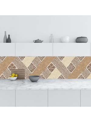 Sticker Art Mutfak Tezgah Arası Folyo Fayans Kaplama Folyosu Rustik Çiçek 60 x 100  cm