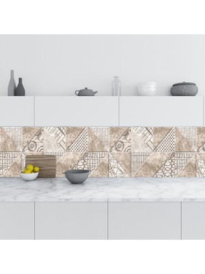 Sticker Art Mutfak Tezgah Arası Folyo Fayans Kaplama Folyosu Kahverengi Desen 60 x 400  cm