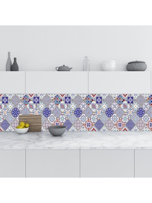 Sticker Art Mutfak Tezgah Arası Folyo Fayans Kaplama Folyosu Türk Vintage Karo 60 x 500  cm