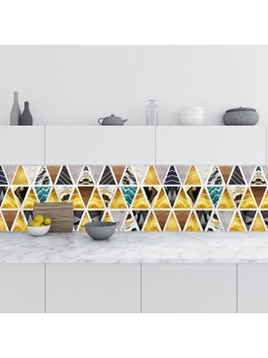 Sticker Art Mutfak Tezgah Arası Folyo Fayans Kaplama Folyosu Üçgen Dekor 60 x 300  cm