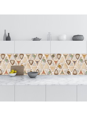 Sticker Art Mutfak Tezgah Arası Folyo Fayans Kaplama Folyosu Üçgen Design 60 x 500  cm