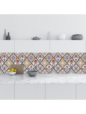 Sticker Art Mutfak Tezgah Arası Folyo Fayans Kaplama Folyosu Türk Osmanlı Motif 1 60 x 100  cm