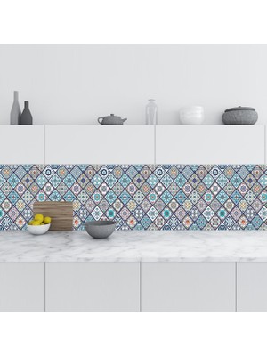 Sticker Art Mutfak Tezgah Arası Folyo Fayans Kaplama Folyosu Dörtgen Fas Desen 60 x 300  cm