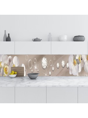 Sticker Art Mutfak Tezgah Arası Folyo Fayans Kaplama Folyosu Elmas Çiçek 60 x 100  cm