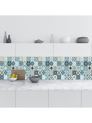 Sticker Art Mutfak Tezgah Arası Folyo Fayans Kaplama Folyosu Lizbon Geometrik Karo 60 x 300  cm