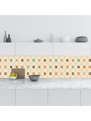 Sticker Art Mutfak Tezgah Arası Folyo Fayans Kaplama Folyosu Majolika Motif 4 60 x 100  cm