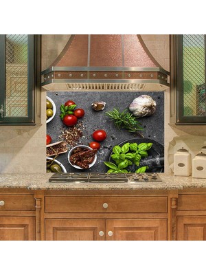 Sticker Art Mutfak Duvar Tezgah Arası Ocak Arkası Sticker Kaplama Akdeniz Yemek