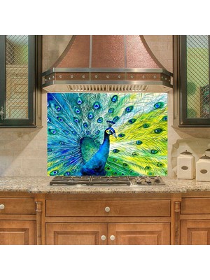 Sticker Art Mutfak Duvar Tezgah Arası Ocak Arkası Sticker Kaplama Tavuskuşu