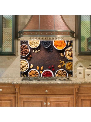 Sticker Art Mutfak Duvar Tezgah Arası Ocak Arkası Sticker Kaplama Kuru Meyve Yemiş