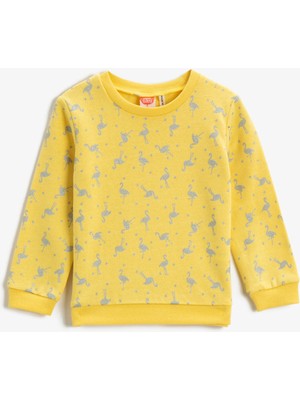 Koton Baskılı Sweatshirt Pamuklu Bisiklet Yaka Uzun Kol