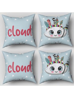 instababyrooms Çift Taraflı Dekoratif 43CM x 43CM Bebek Çocuk Odası 4 Lü Kırlent Kılıfı Model 146