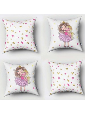 instababyrooms Çift Taraflı Dekoratif 43CM x 43CM Bebek Çocuk Odası 4 Lü Kırlent Kılıfı Model 081