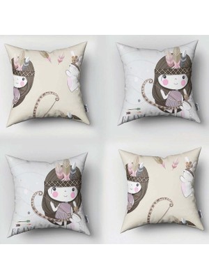 instababyrooms Çift Taraflı Dekoratif 43CM x 43CM Bebek Çocuk Odası 4 Lü Kırlent Kılıfı Model 096