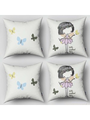 instababyrooms Çift Taraflı Dekoratif 43CM x 43CM Bebek Çocuk Odası 4 Lü Kırlent Kılıfı Model 145