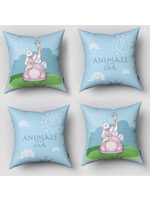 instababyrooms Çift Taraflı Dekoratif 43CM x 43CM Bebek Çocuk Odası 4 Lü Kırlent Kılıfı Model 252