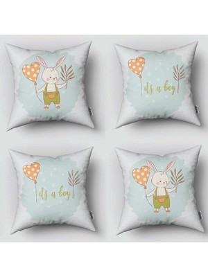 instababyrooms Çift Taraflı Dekoratif 43CM x 43CM Bebek Çocuk Odası 4 Lü Kırlent Kılıfı Model 264