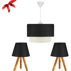 Üçlü Oda Seti Avize ve Abajur Siyah