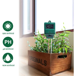 Zauss 3lü Toprak Ph Ölçer Nem Ölçer Işık Ölçer Pilsiz Toprak Test Aleti