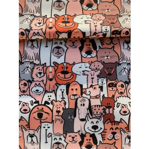 Favor Kumaş Kedi Köpek Desenli Dijital Baskılı Kumaş FVR-1133