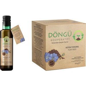 Döngü Kooperatifi %100 Yerli Doğal 2'li Set - Doğal Soğuk Sıkım Keten Tohumu Yağı ve Keten Tohumu - Glutensiz