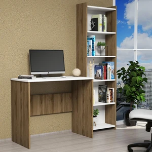 Mobilya Çalışma Masası+5 Bölmeli Kitaplık Ceviz-Beyaz