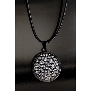 Osmanlı Gümüş Bereket Duası Karınca Duası Siyah Çelik Kolye