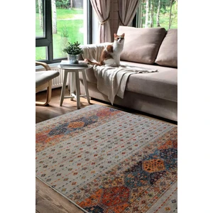 Decomia Home Dijital Baskılı Kaymaz Dot Taban Makinede Yıkanabilir Krem Kilim Desenli Halı YOLLUK-D653