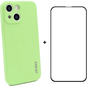 Silikon Kılıfı + Iphone 13 Için Temperli Cam Koruyucu Açık Yeşil (Yurt Dışından)