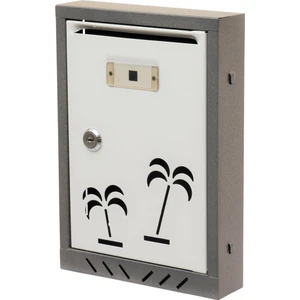 Posta Kutusu Akşan Marka Palmiye Desenli Metal Beyaz-Gri