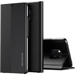 Huawei Mate 20 Pro İçin İnce Flip Deri Manyetik Kılıf Siyah (Yurt Dışından)