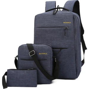 Erkek Su Geçirmez 3 Parça Set Sırt Çantası Mavi 1083 (Yurt Dışından)