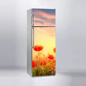 Sticker Art Buzdolabı Sticker Kaplama Dolap Kaplama Etiketi Gün Batımı Tarla