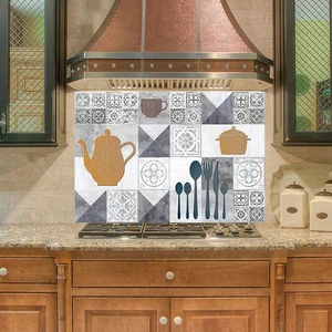 Sticker Art Mutfak Duvar Tezgah Arası Ocak Arkası Sticker Kaplama Çaydanlık