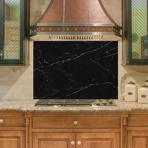 Sticker Art Mutfak Duvar Tezgah Arası Ocak Arkası Sticker Kaplama Siyah Mermer
