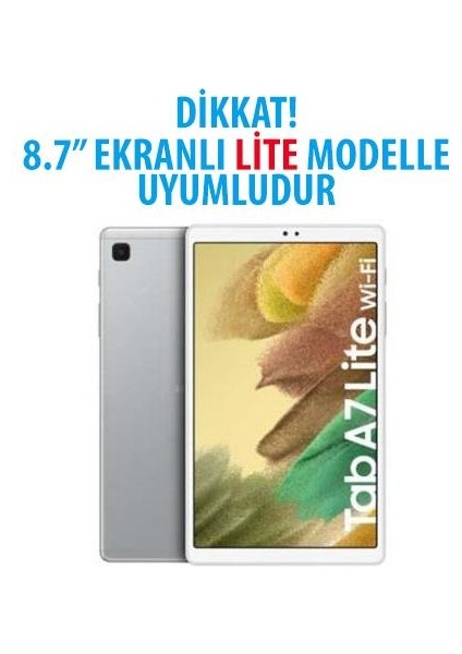 Samsung Galaxy Tab A7 Lite Uyumlu 8.7" T225 Dönebilen Standlı Kapaklı Kılıf + Esnek Nano Cam Ekran Koruyucu