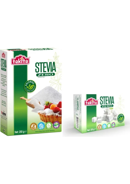 Stevia Zero Beyaz 2’li Tatlandırıcı Set Toz Tatlandırıcı 250 gr ve Küp Tatlandırıcı 225 gr