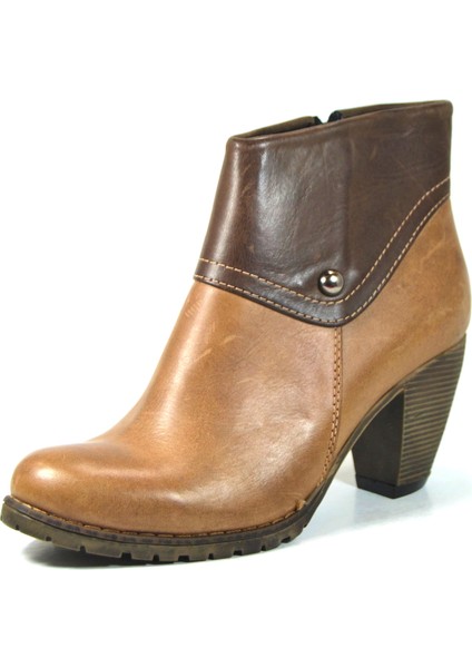 103 Doğal Deri Kum Kalın Topuklu Kadın Bot fiyatları