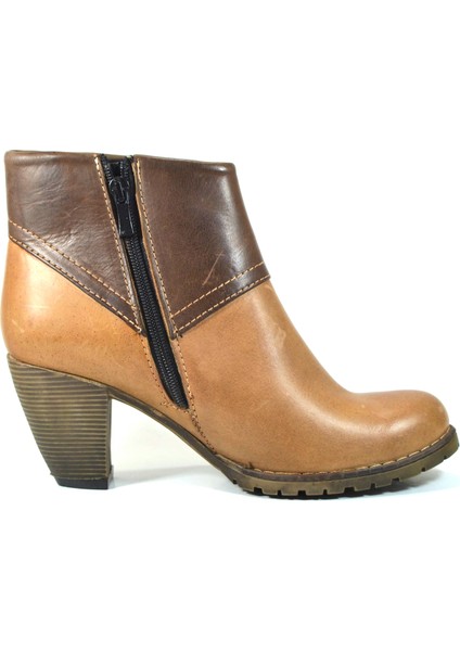 103 Doğal Deri Kum Kalın Topuklu Kadın Bot modelleri