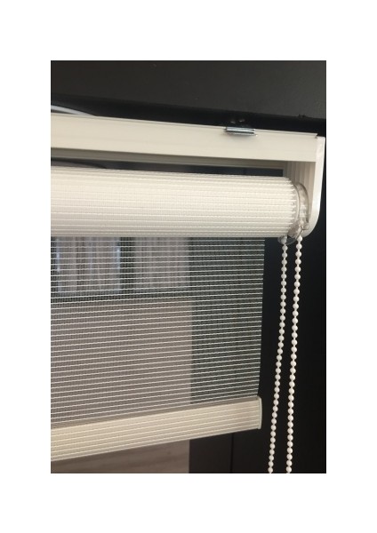 Tül Stor Perde Fitilli Çizgili Ekru Renkli Modern Salon Oturma Odası modelleri