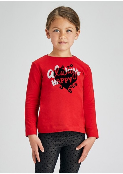 Kız Çocuk Happy Desenli T-Shirt L21K4014