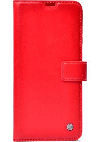 Caseworld Xiaomi Poco M3 Deri Deluxe Kapaklı Cüzdanlı Kılıf - Kırmızı
