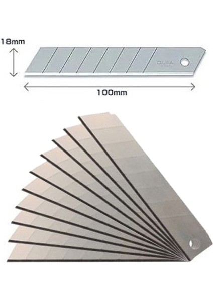 Maket Bıçağı Yedeği Ucu Kalın 18 mm Bıçak 10 Adet