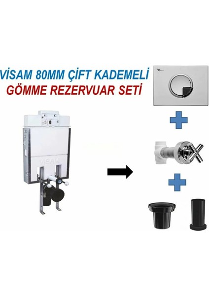 Gömme Rezervuar Slim 80 Asma Klozet Için +Kumanda Paneli