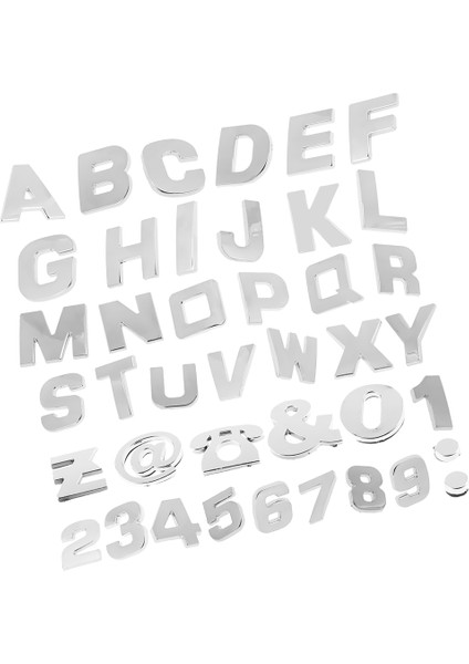 200 Parça Krom Araba Amblemi Etiket Alfabe Harf Numarası Sembol Çıkartması (Yurt Dışından)