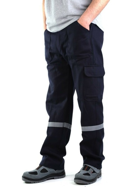 Lacivert 16/12 Gabardin Komando Cepli Pamuklu Reflektörlü Yazlık Iş Pantolonu