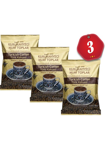 3 Adet Gerçek Geleneksel Türk Kahvesi 300 gr