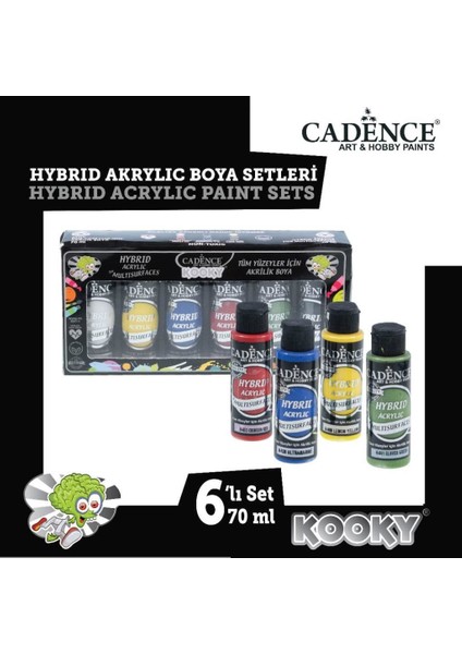 Kooky Hybrid Akrilik Boya 70ML 6 Lı Set