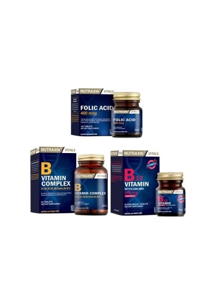 Folic Acid 400 Mcg + B Vitamin Complex 60 T.+ B12 60 Dilaltı Tablet
