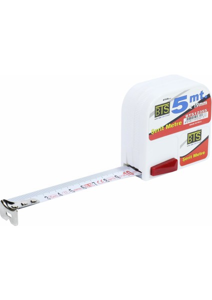 12355 Şerit Metre Beyaz Stoplu 5 M x 19 mm