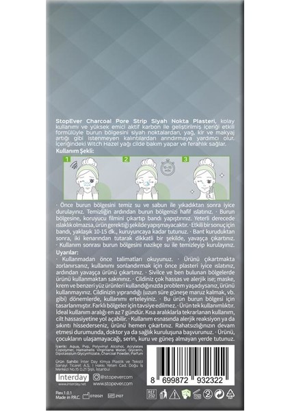 Charcoal Pore Strip Kömürlü Siyah Nokta Plasteri -6x2 Adet